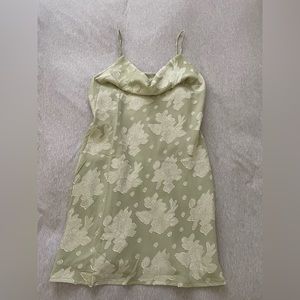 Selfie leslie green satin embroidered dress